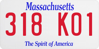 MA license plate 318KO1