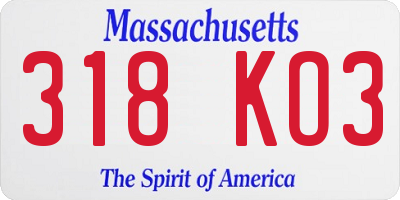 MA license plate 318KO3