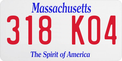 MA license plate 318KO4