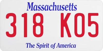 MA license plate 318KO5