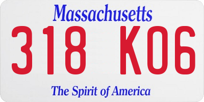 MA license plate 318KO6