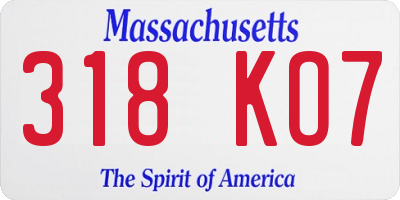 MA license plate 318KO7
