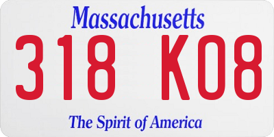 MA license plate 318KO8