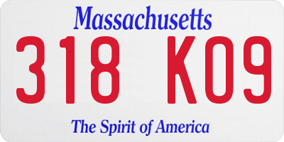 MA license plate 318KO9