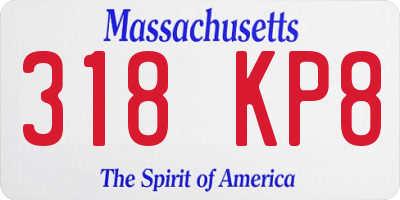 MA license plate 318KP8