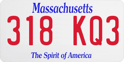 MA license plate 318KQ3