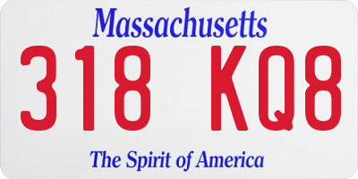 MA license plate 318KQ8