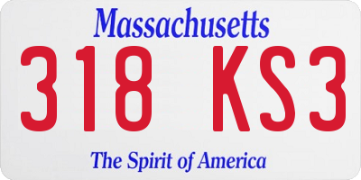 MA license plate 318KS3