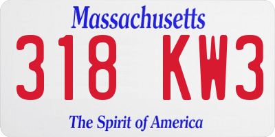 MA license plate 318KW3