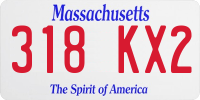 MA license plate 318KX2