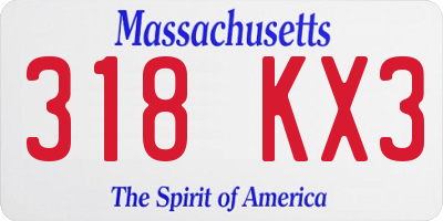 MA license plate 318KX3