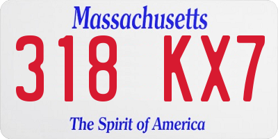 MA license plate 318KX7