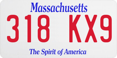 MA license plate 318KX9
