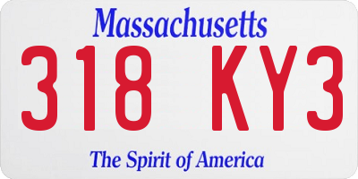 MA license plate 318KY3
