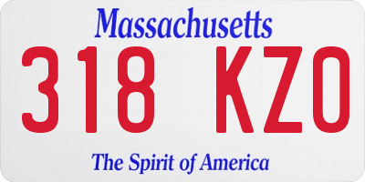 MA license plate 318KZ0