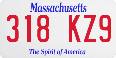 MA license plate 318KZ9