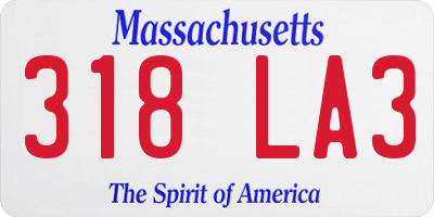 MA license plate 318LA3
