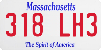 MA license plate 318LH3