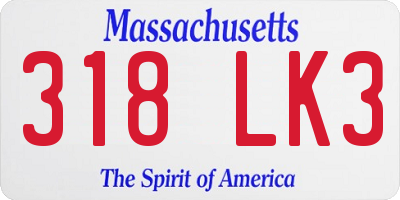 MA license plate 318LK3