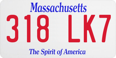 MA license plate 318LK7