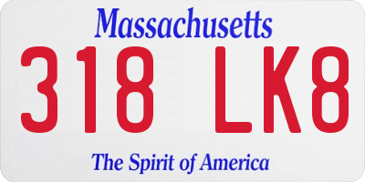 MA license plate 318LK8
