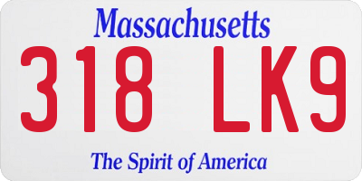 MA license plate 318LK9