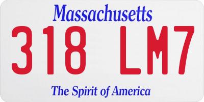 MA license plate 318LM7
