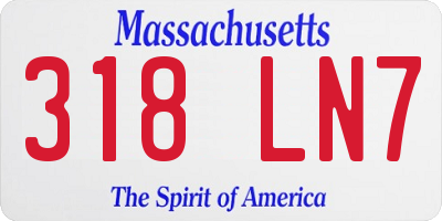 MA license plate 318LN7