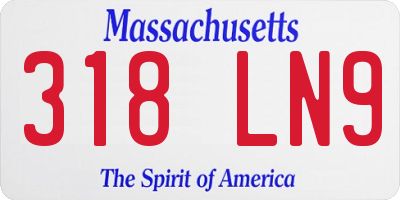 MA license plate 318LN9