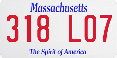 MA license plate 318LO7