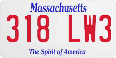 MA license plate 318LW3