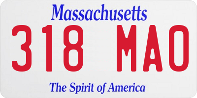 MA license plate 318MA0