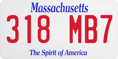 MA license plate 318MB7