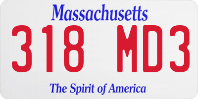 MA license plate 318MD3
