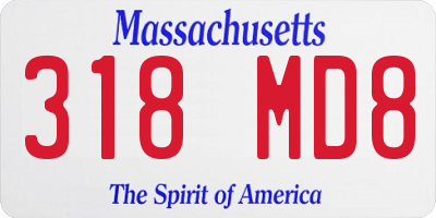 MA license plate 318MD8
