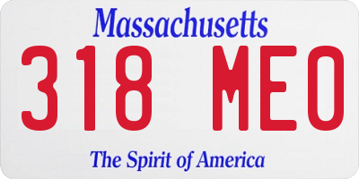 MA license plate 318ME0