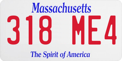 MA license plate 318ME4