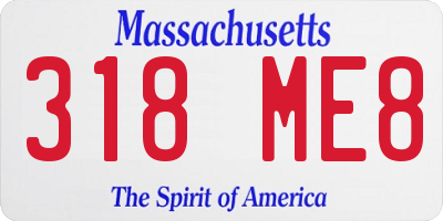 MA license plate 318ME8