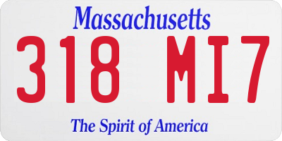 MA license plate 318MI7