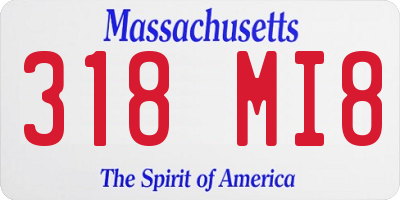 MA license plate 318MI8