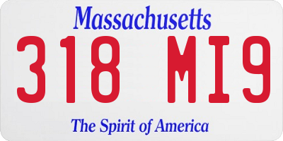 MA license plate 318MI9