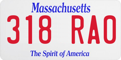 MA license plate 318RA0