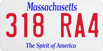MA license plate 318RA4