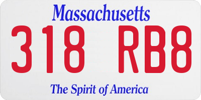 MA license plate 318RB8
