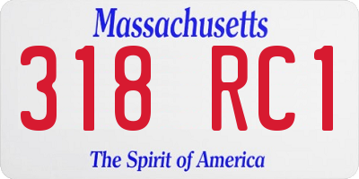 MA license plate 318RC1