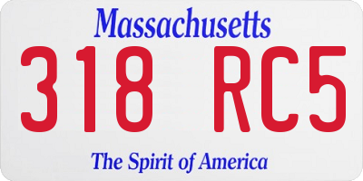 MA license plate 318RC5