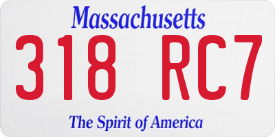 MA license plate 318RC7