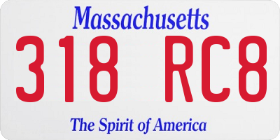 MA license plate 318RC8