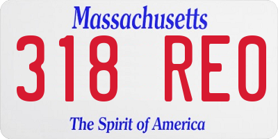 MA license plate 318RE0