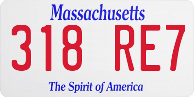 MA license plate 318RE7